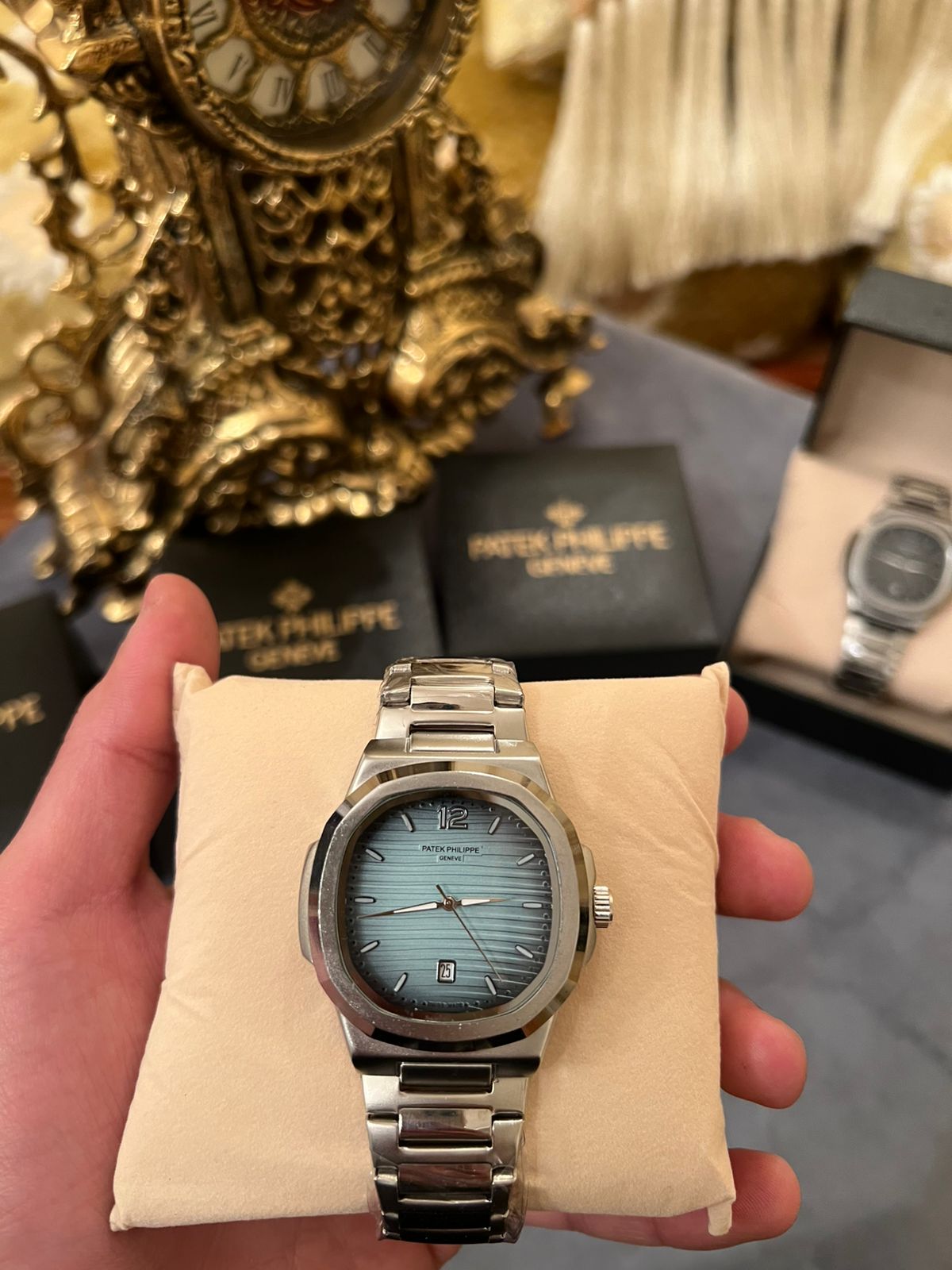 Montre Luxe Classic Silver Blue Dial