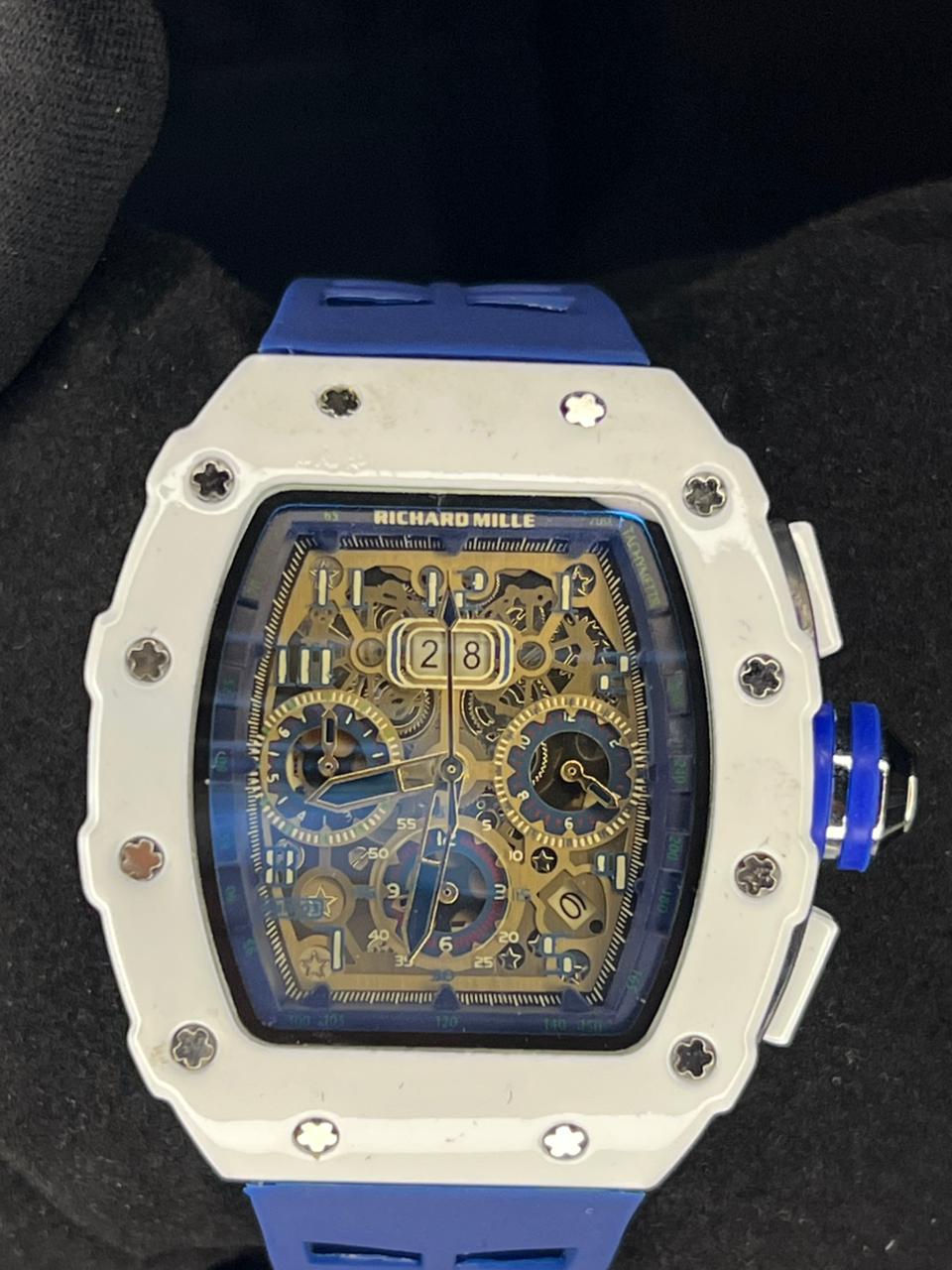 Montre Sport White & Blue Skeleton